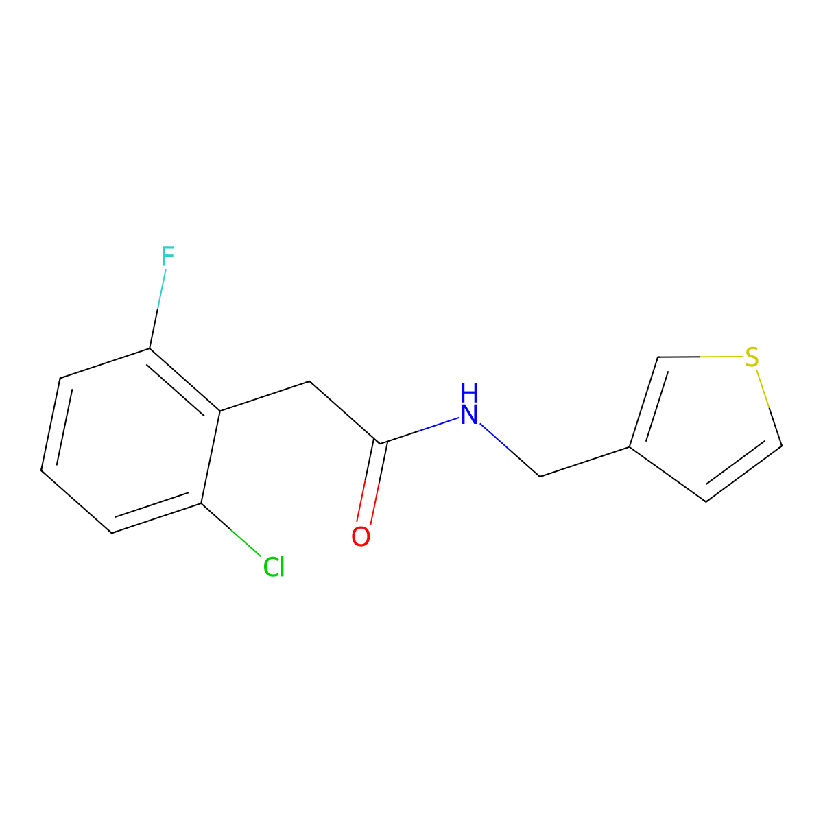 2-(2-chloro-6-fluorophenyl)-N-(thiophen-3-ylmethyl)acetamide molecular structure, CAS 1797317-47-5