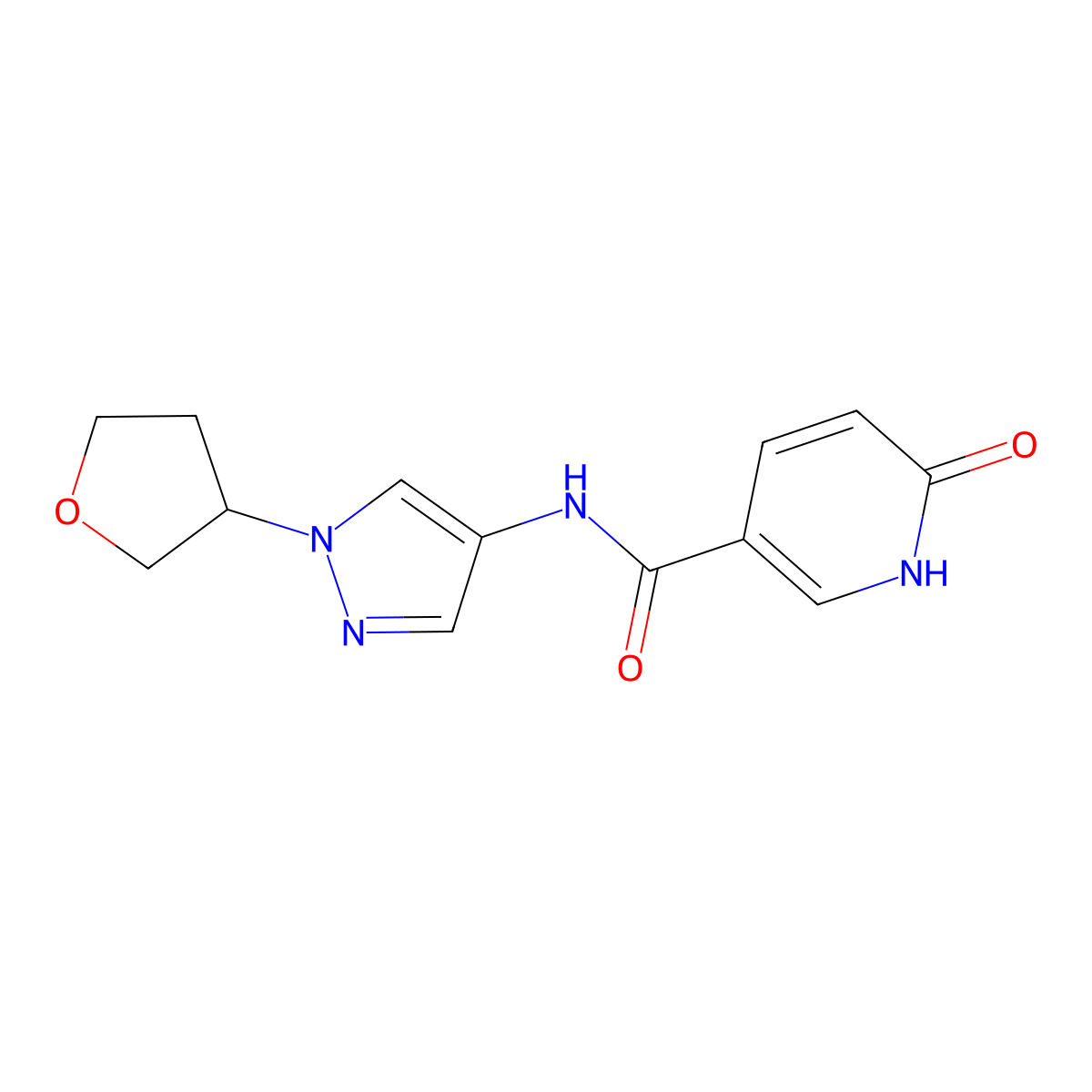 6-oxo-N-(1-(tetrahydrofuran-3-yl)-1H-pyrazol-4-yl)-1,6-dihydropyridine-3-carboxamide molecular structure, CAS 1797317-88-4