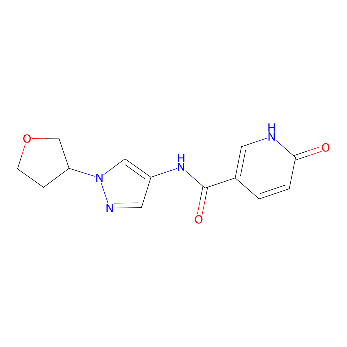 6-oxo-N-(1-(tetrahydrofuran-3-yl)-1H-pyrazol-4-yl)-1,6-dihydropyridine-3-carboxamide molecular structure, CAS 1797317-88-4