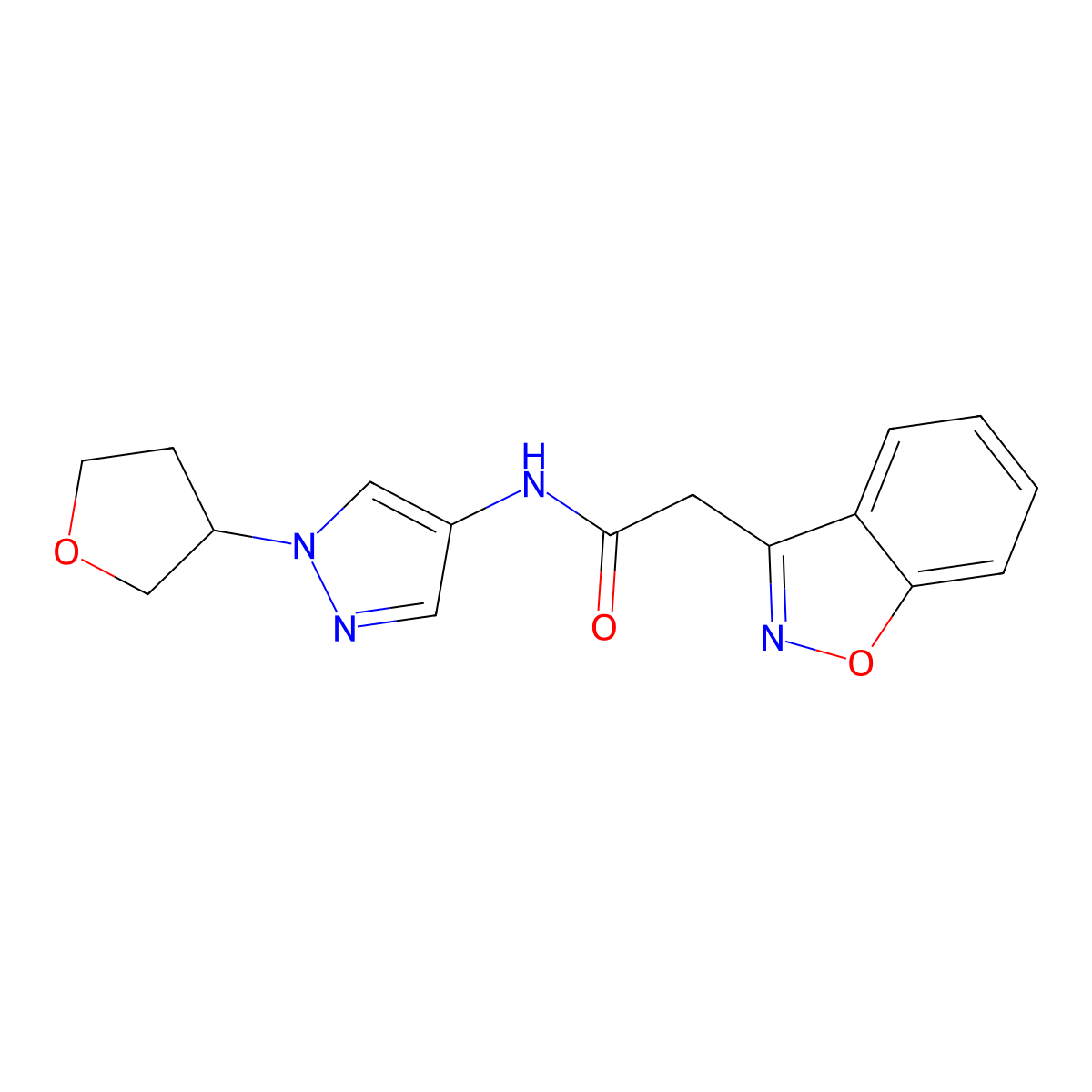 2-(benzo[d]isoxazol-3-yl)-N-(1-(tetrahydrofuran-3-yl)-1H-pyrazol-4-yl)acetamide molecular structure, CAS 1797317-95-3