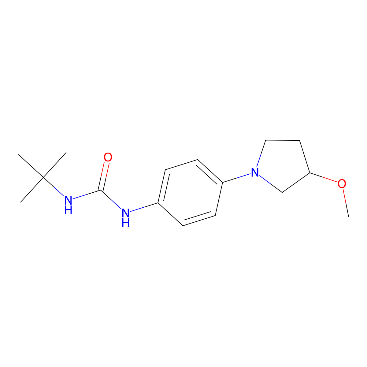 1-(Tert-butyl)-3-(4-(3-methoxypyrrolidin-1-yl)phenyl)urea molecular structure, CAS 1797318-00-3