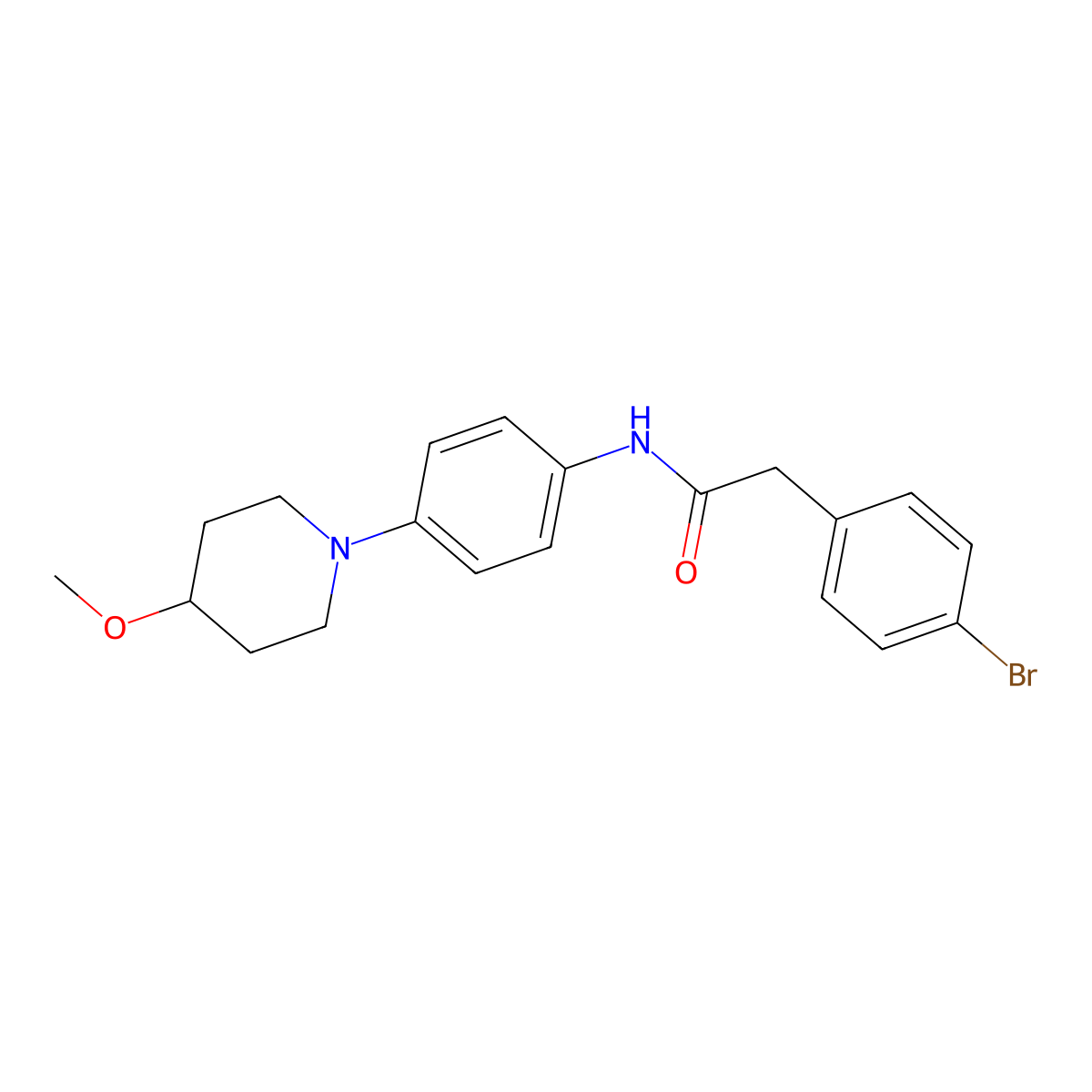 2-(4-bromophenyl)-N-[4-(4-methoxypiperidin-1-yl)phenyl]acetamide molecular structure, CAS 1797318-13-8