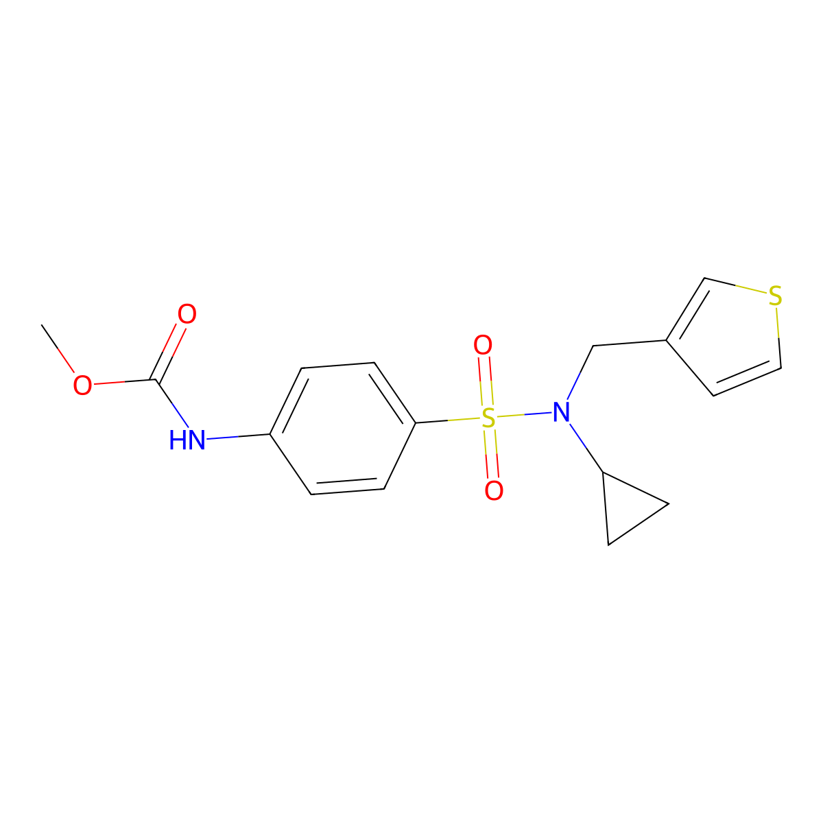 methyl (4-(N-cyclopropyl-N-(thiophen-3-ylmethyl)sulfamoyl)phenyl)carbamate molecular structure, CAS 1797318-24-1