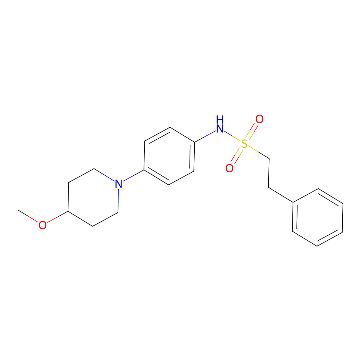 N-(4-(4-methoxypiperidin-1-yl)phenyl)-2-phenylethanesulfonamide molecular structure, CAS 1797318-27-4