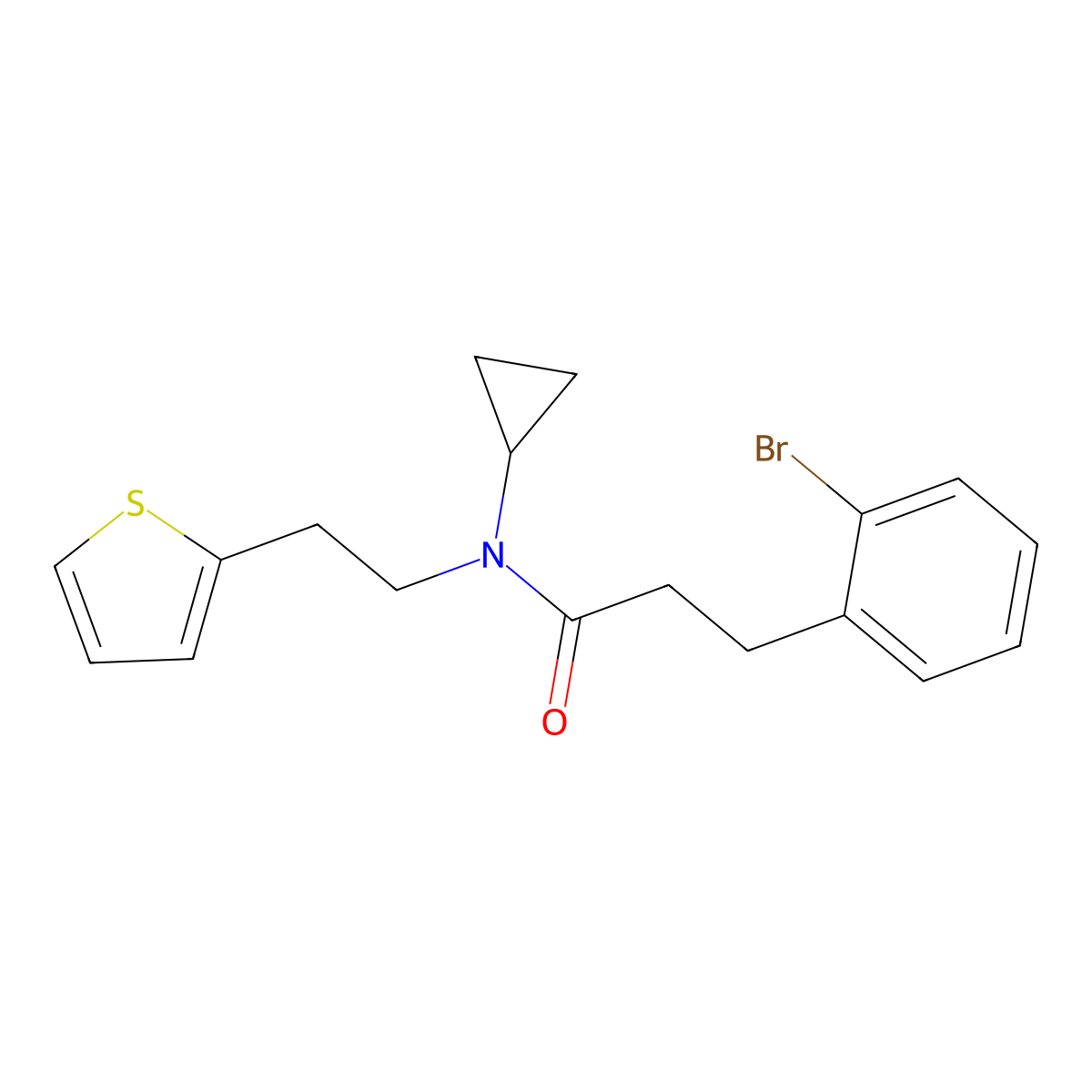 3-(2-bromophenyl)-N-cyclopropyl-N-(2-(thiophen-2-yl)ethyl)propanamide molecular structure, CAS 1797318-42-3