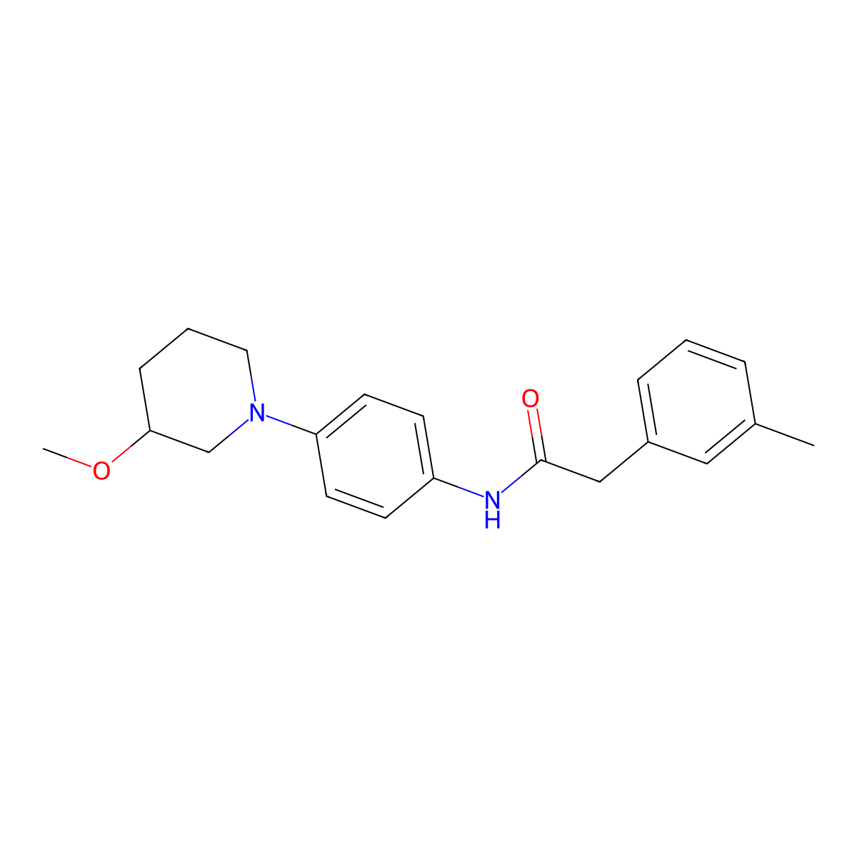 N-(4-(3-methoxypiperidin-1-yl)phenyl)-2-(m-tolyl)acetamide molecular structure, CAS 1797318-49-0