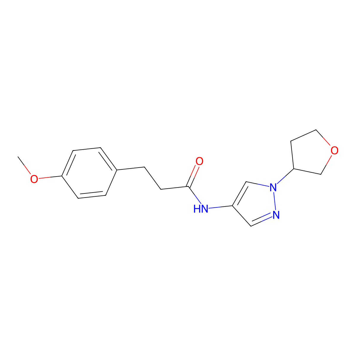 3-(4-methoxyphenyl)-N-(1-(tetrahydrofuran-3-yl)-1H-pyrazol-4-yl)propanamide molecular structure, CAS 1797318-50-3