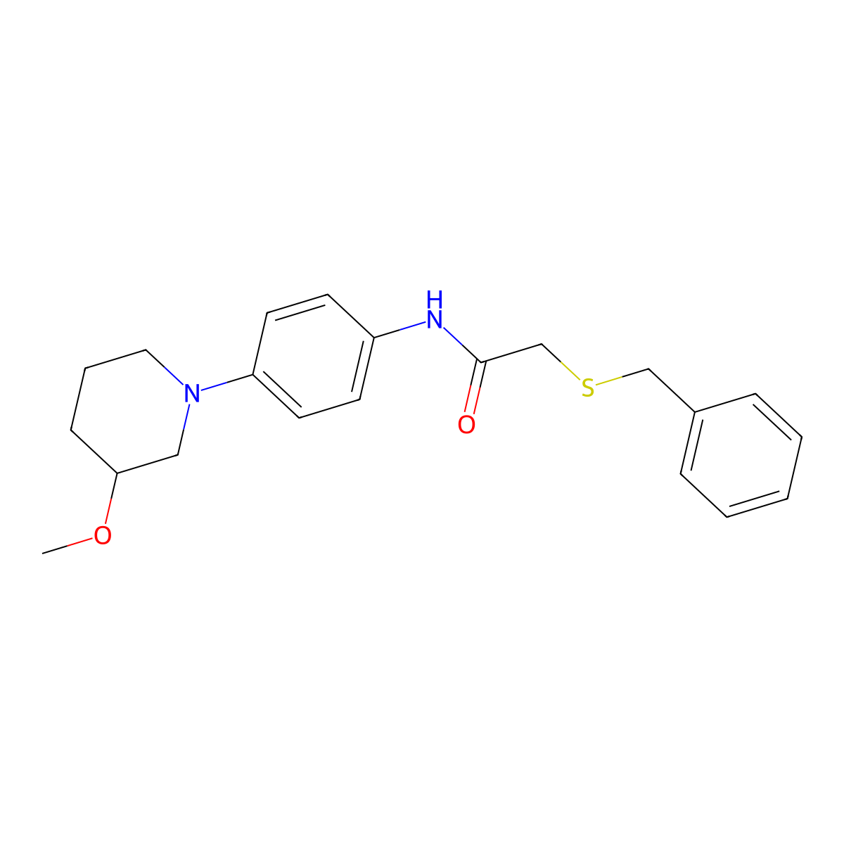 2-(benzylthio)-N-(4-(3-methoxypiperidin-1-yl)phenyl)acetamide molecular structure, CAS 1797318-56-9