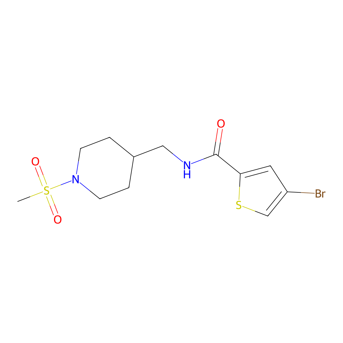 4-bromo-N-((1-(methylsulfonyl)piperidin-4-yl)methyl)thiophene-2-carboxamide molecular structure, CAS 1797318-76-3
