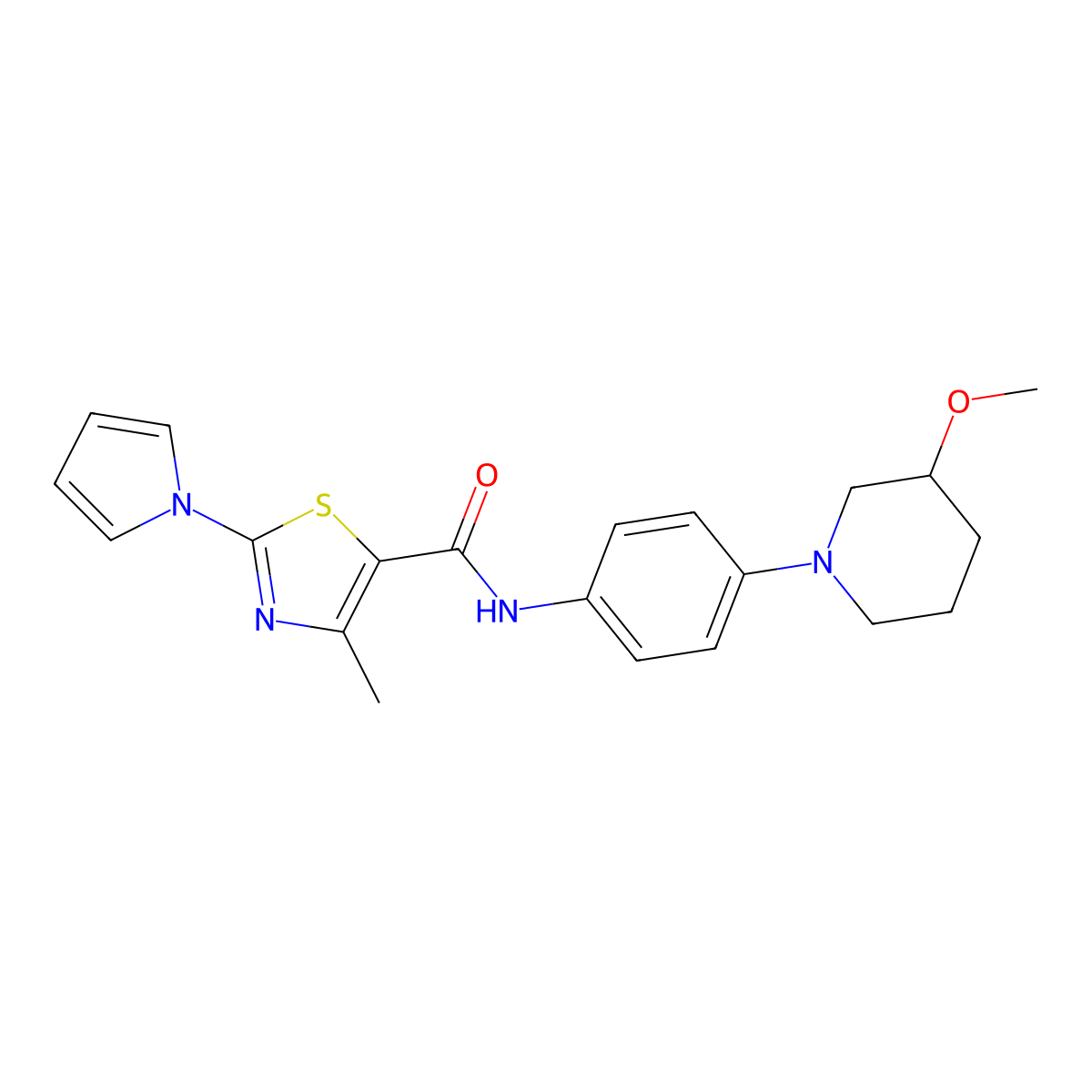 N-(4-(3-methoxypiperidin-1-yl)phenyl)-4-methyl-2-(1H-pyrrol-1-yl)thiazole-5-carboxamide molecular structure, CAS 1797318-78-5
