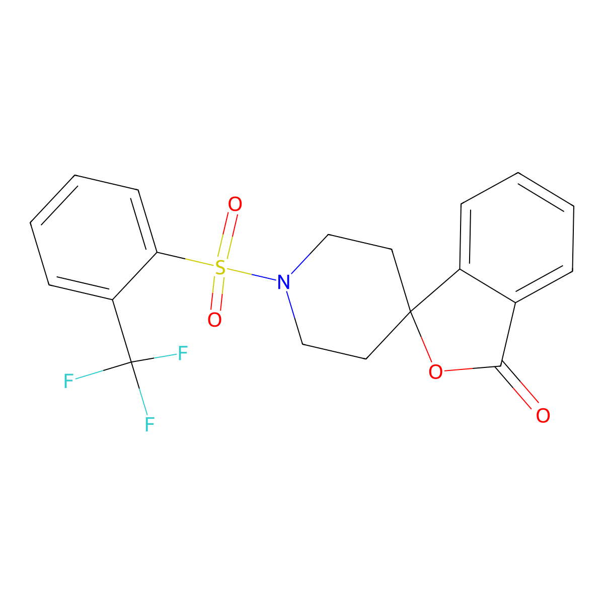 1'-((2-(trifluoromethyl)phenyl)sulfonyl)-3H-spiro[isobenzofuran-1,4'-piperidin]-3-one molecular structure, CAS 1797319-18-6