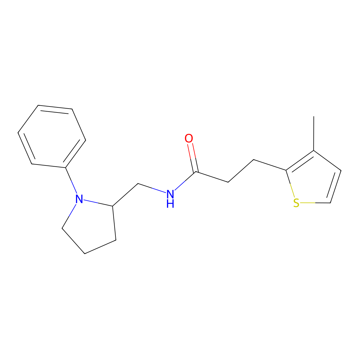 3-(3-methylthiophen-2-yl)-N-[(1-phenylpyrrolidin-2-yl)methyl]propanamide molecular structure, CAS 1797319-63-1