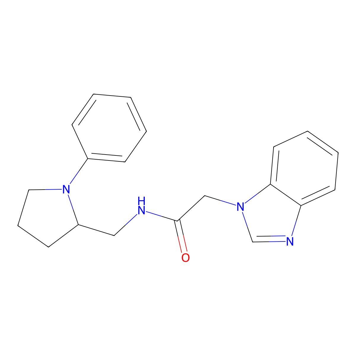 2-(Benzimidazol-1-yl)-N-[(1-phenylpyrrolidin-2-yl)methyl]acetamide molecular structure, CAS 1797319-76-6