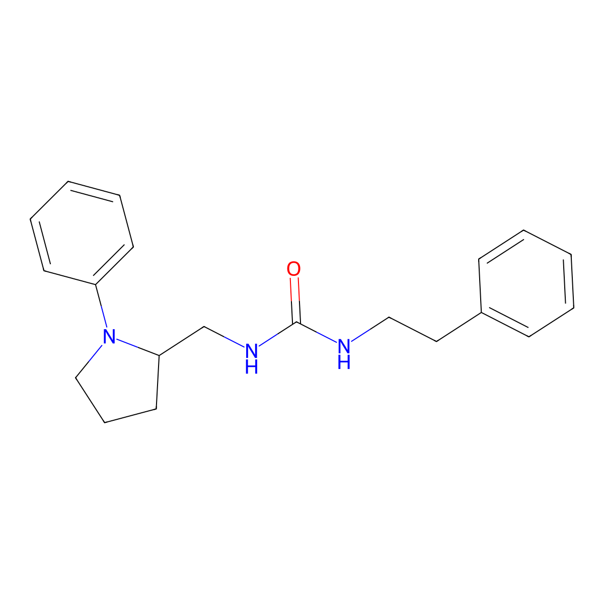 1-Phenethyl-3-((1-phenylpyrrolidin-2-yl)methyl)urea molecular structure, CAS 1797319-90-4