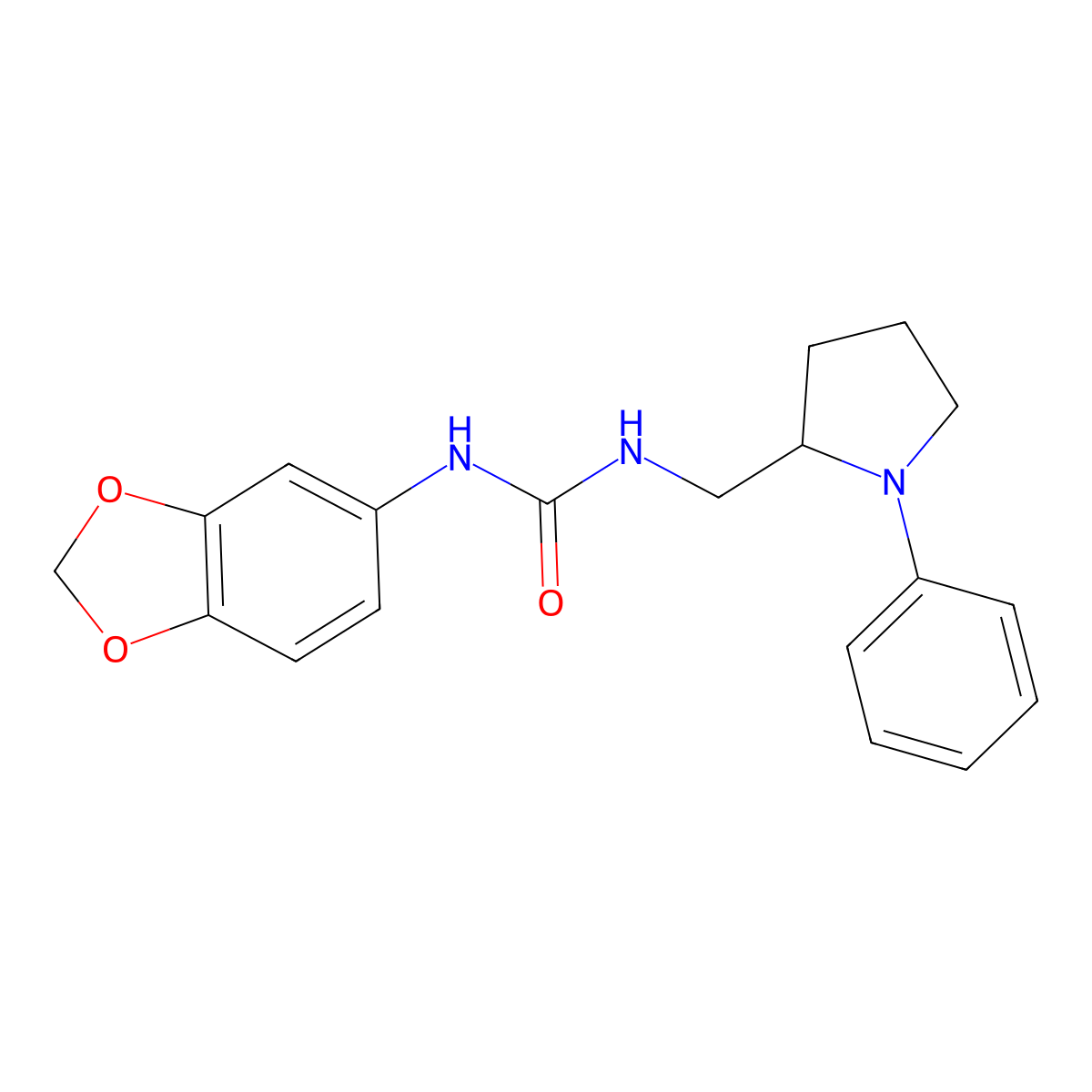 1-(Benzo[d][1,3]dioxol-5-yl)-3-((1-phenylpyrrolidin-2-yl)methyl)urea molecular structure, CAS 1797319-97-1