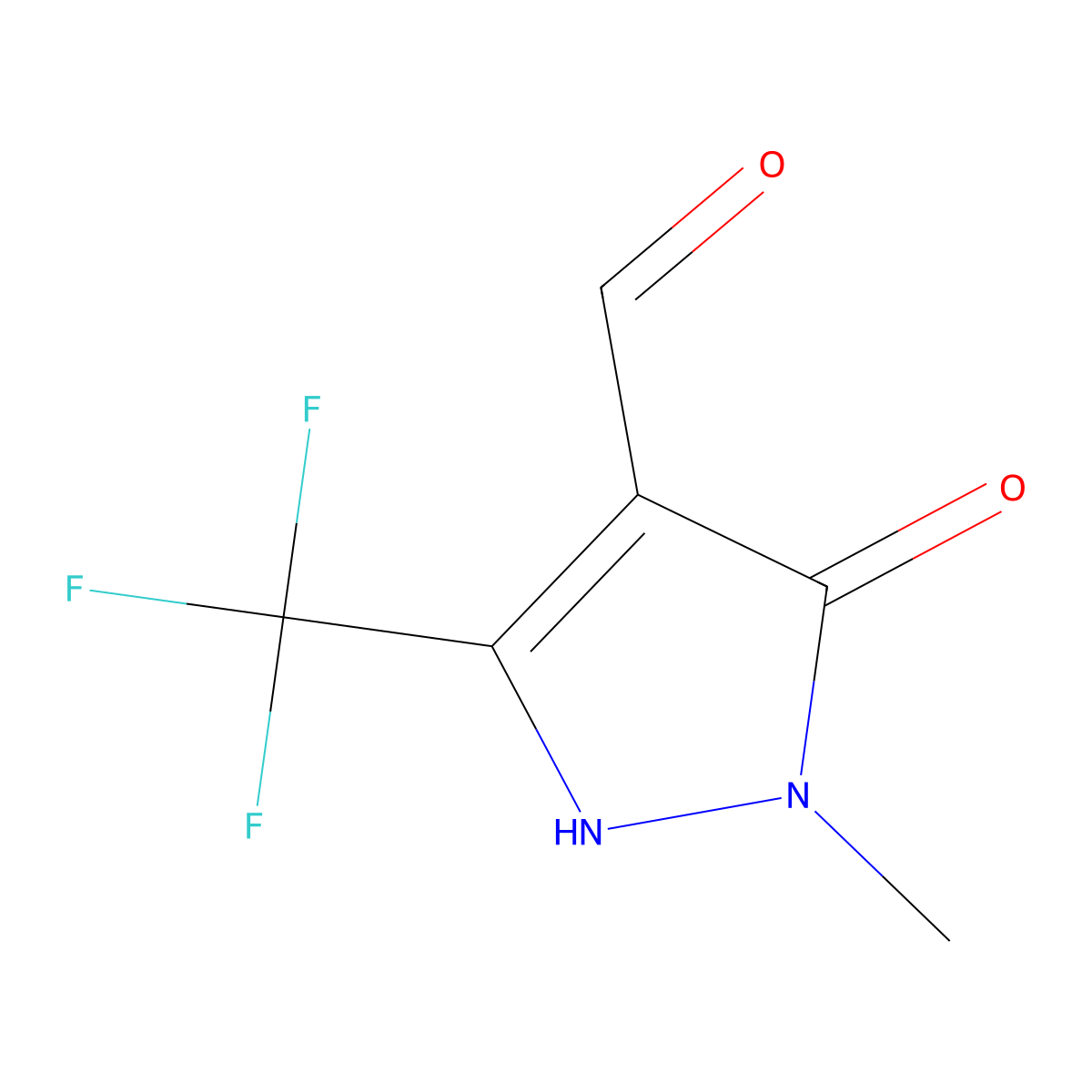 5-hydroxy-1-methyl-3-(trifluoromethyl)-1H-pyrazole-4-carbaldehyde molecular structure, CAS 179732-64-0