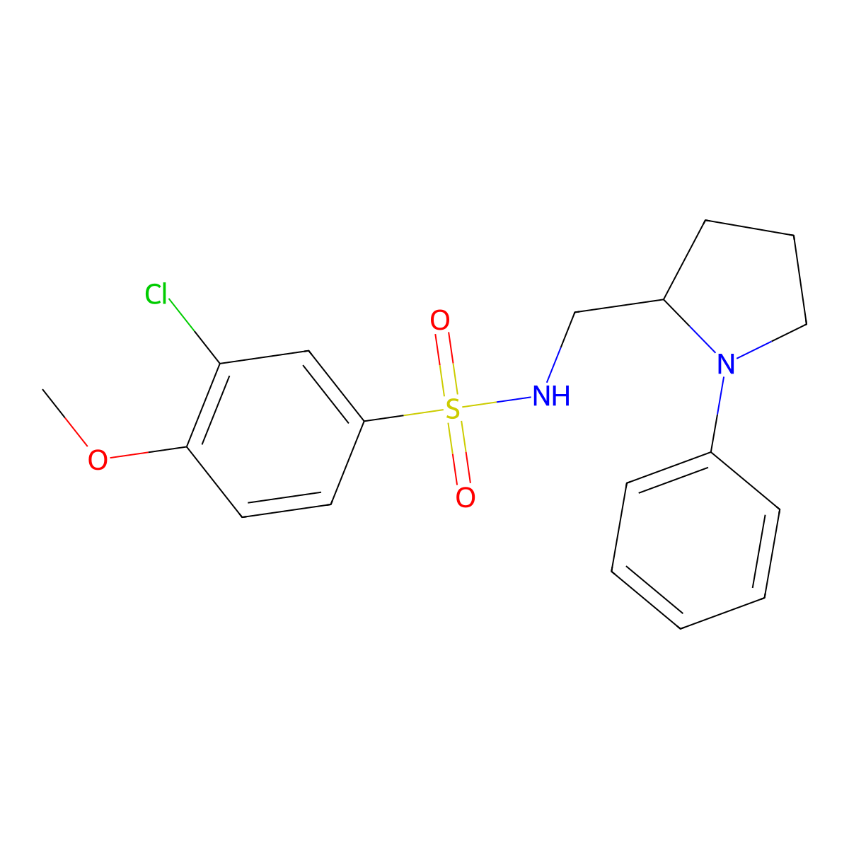 3-chloro-4-methoxy-N-((1-phenylpyrrolidin-2-yl)methyl)benzenesulfonamide molecular structure, CAS 1797320-08-1