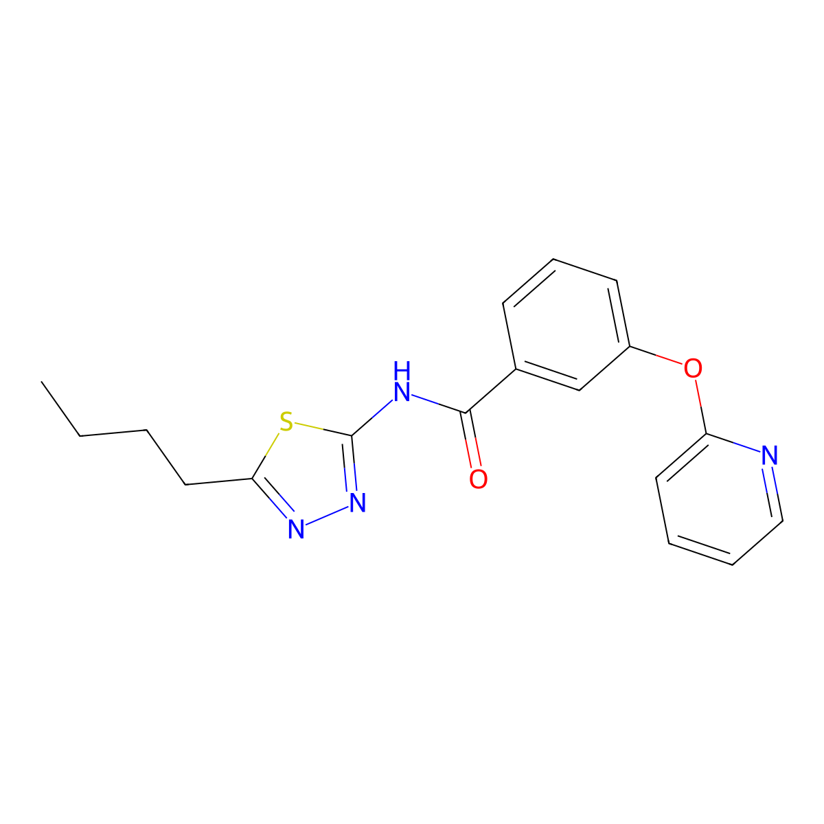 N-(5-butyl-1,3,4-thiadiazol-2-yl)-3-(pyridin-2-yloxy)benzamide molecular structure, CAS 1797320-31-0
