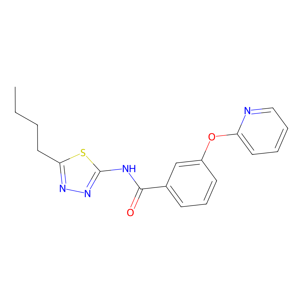 N-(5-butyl-1,3,4-thiadiazol-2-yl)-3-(pyridin-2-yloxy)benzamide molecular structure, CAS 1797320-31-0