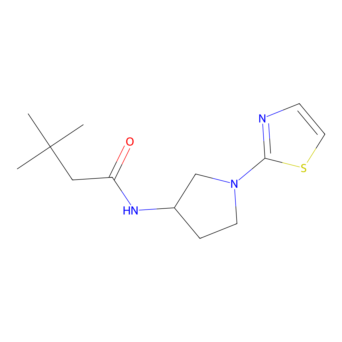 3,3-dimethyl-N-(1-(thiazol-2-yl)pyrrolidin-3-yl)butanamide molecular structure, CAS 1797320-56-9