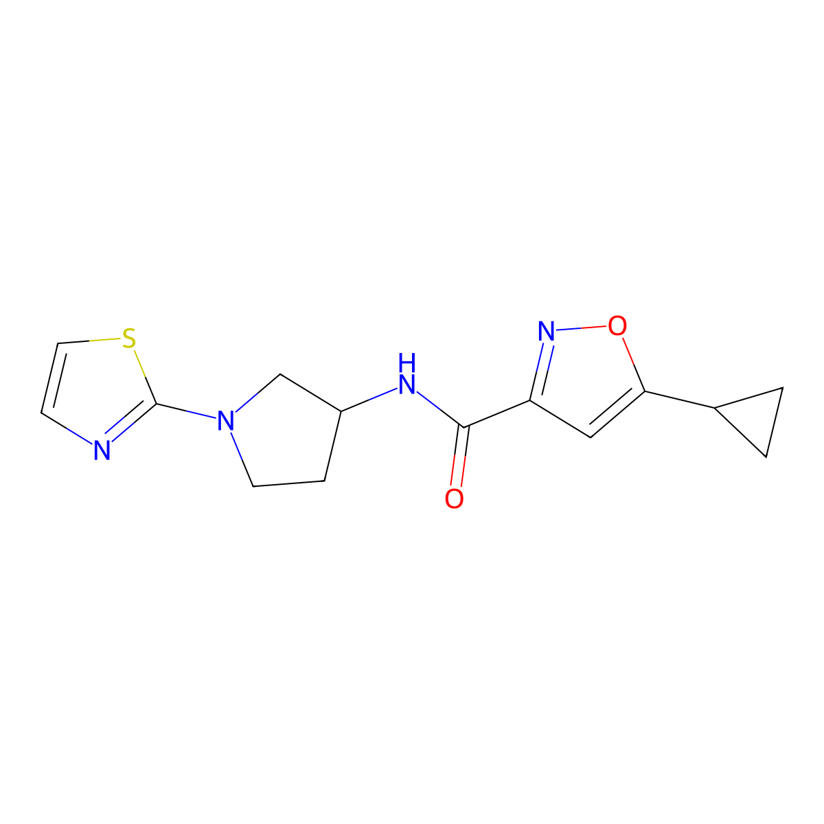 5-cyclopropyl-N-(1-(thiazol-2-yl)pyrrolidin-3-yl)isoxazole-3-carboxamide molecular structure, CAS 1797320-59-2