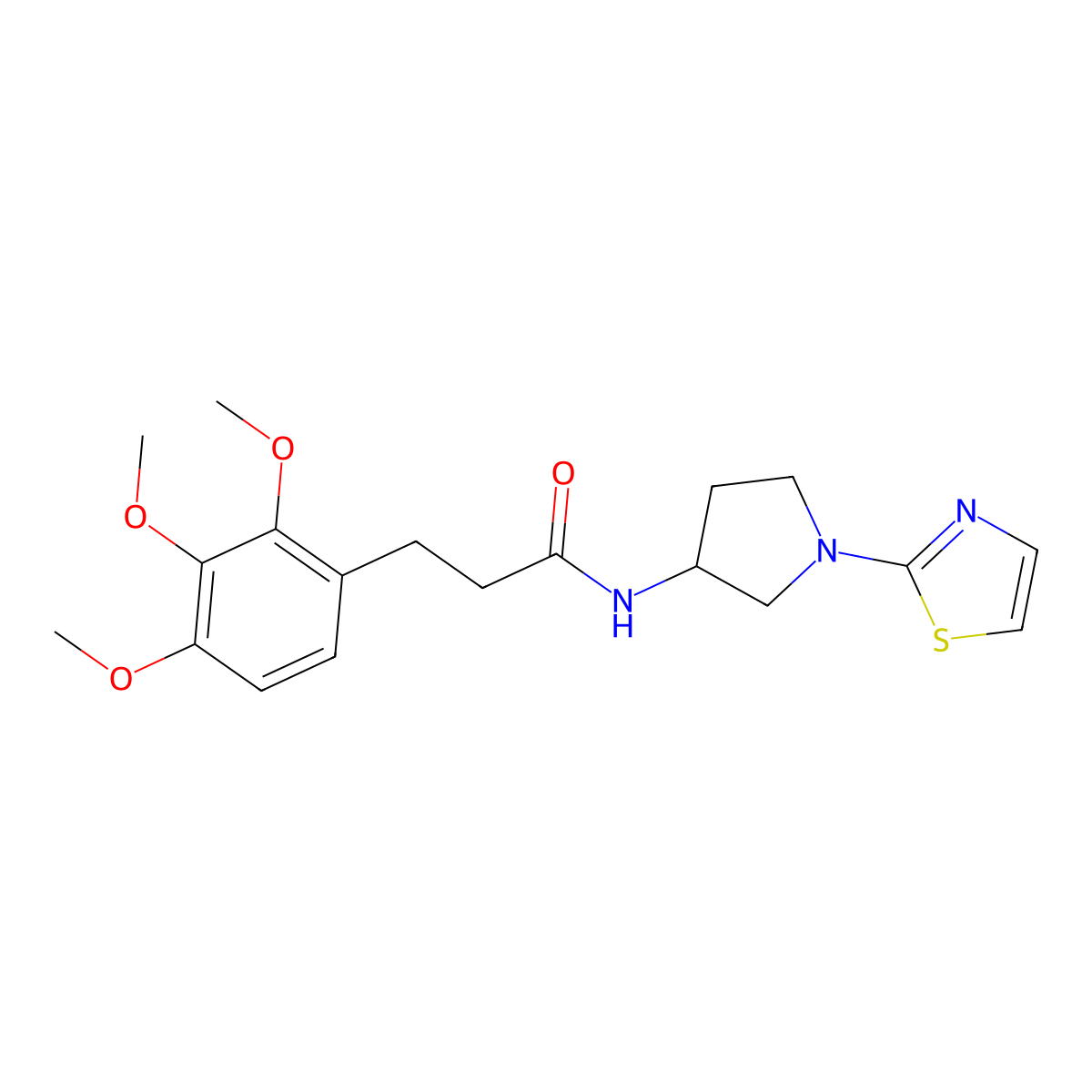 N-(1-(thiazol-2-yl)pyrrolidin-3-yl)-3-(2,3,4-trimethoxyphenyl)propanamide molecular structure, CAS 1797320-67-2