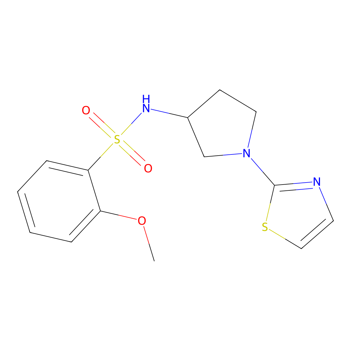 2-methoxy-N-(1-(thiazol-2-yl)pyrrolidin-3-yl)benzenesulfonamide molecular structure, CAS 1797320-96-7