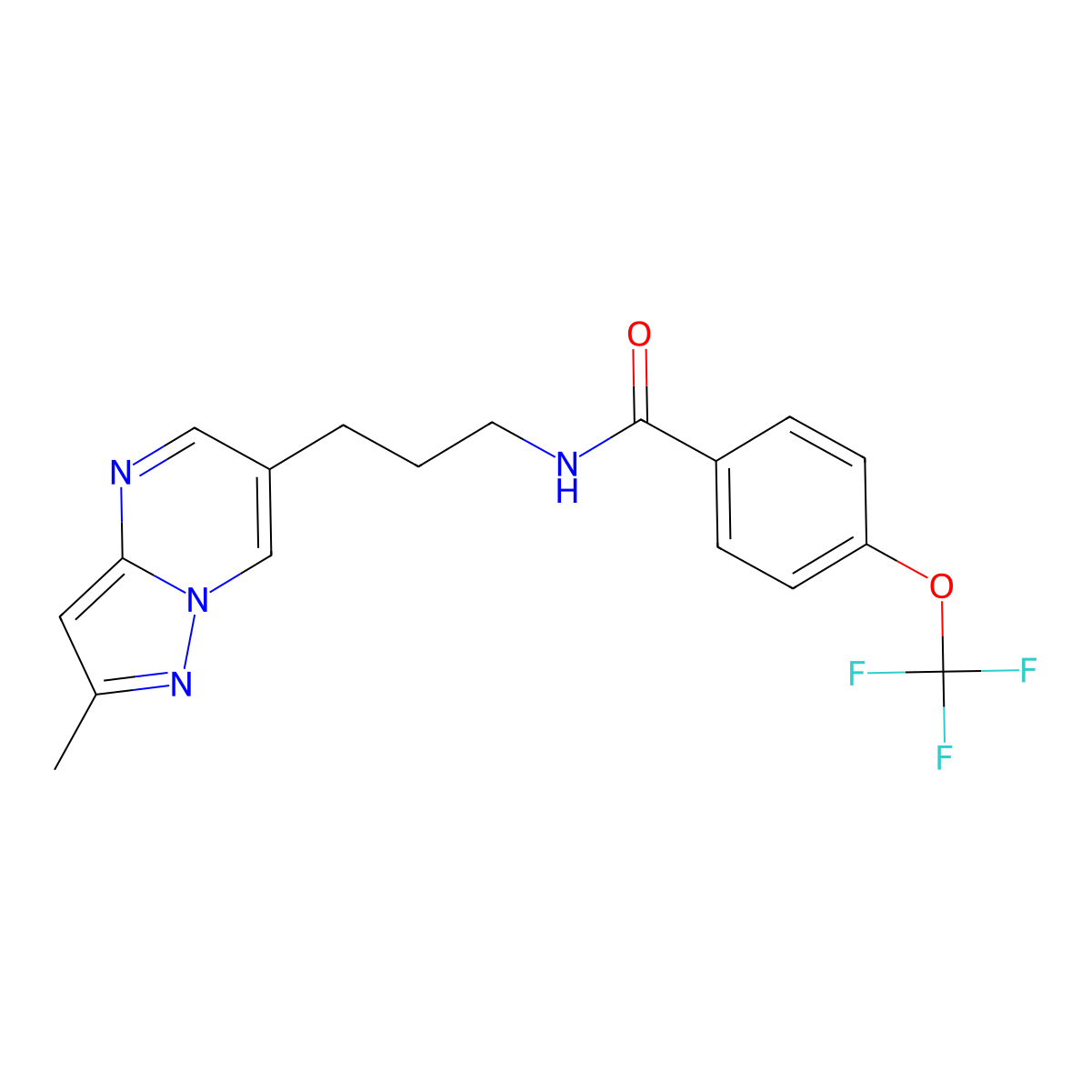 N-(3-(2-methylpyrazolo[1,5-a]pyrimidin-6-yl)propyl)-4-(trifluoromethoxy)benzamide molecular structure, CAS 1797321-14-2