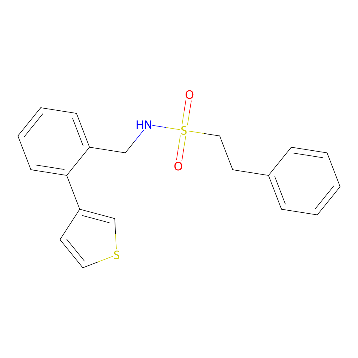 2-phenyl-N-(2-(thiophen-3-yl)benzyl)ethanesulfonamide molecular structure, CAS 1797323-00-2