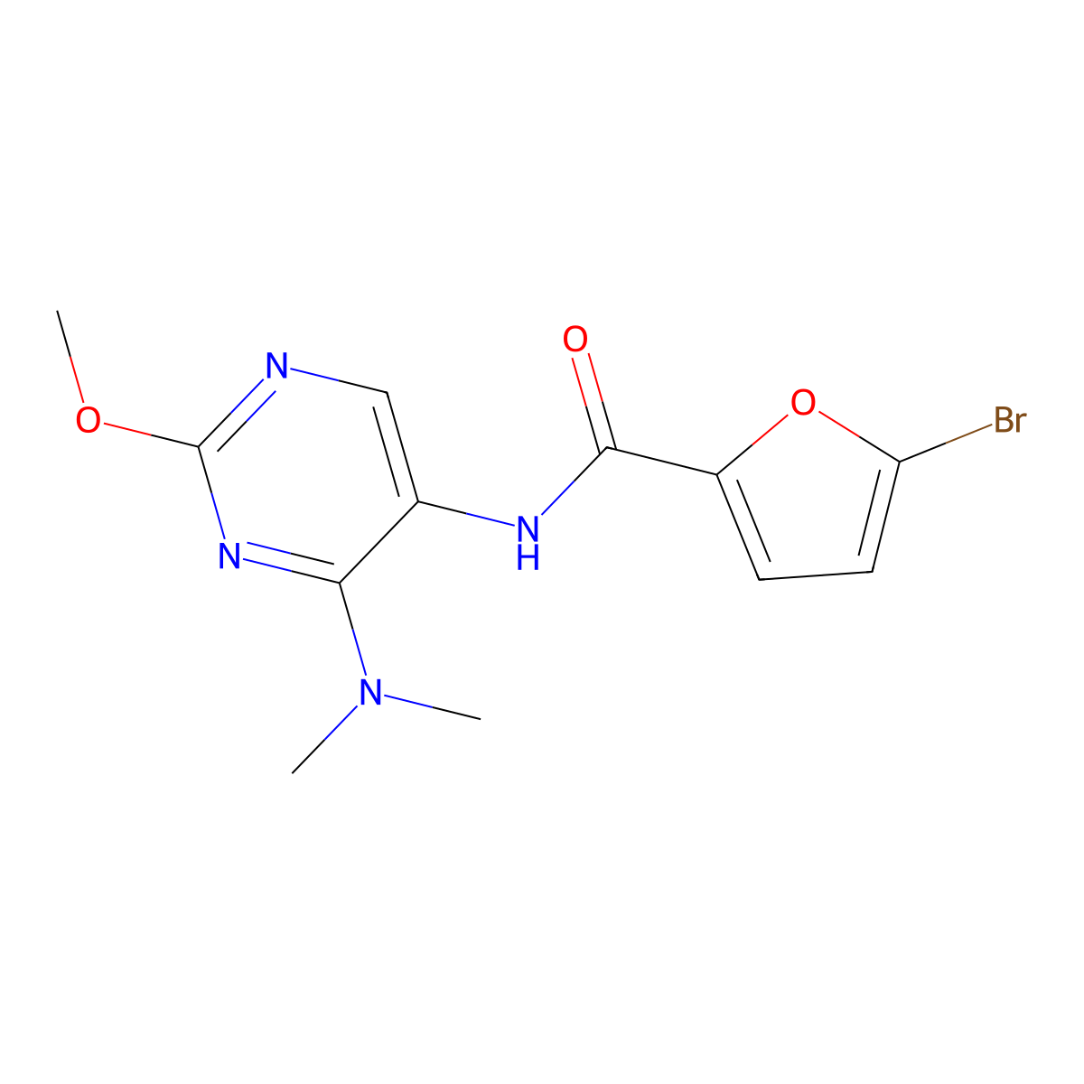 5-Bromo-N-[4-(dimethylamino)-2-methoxypyrimidin-5-yl]furan-2-carboxamide molecular structure, CAS 1797325-80-4