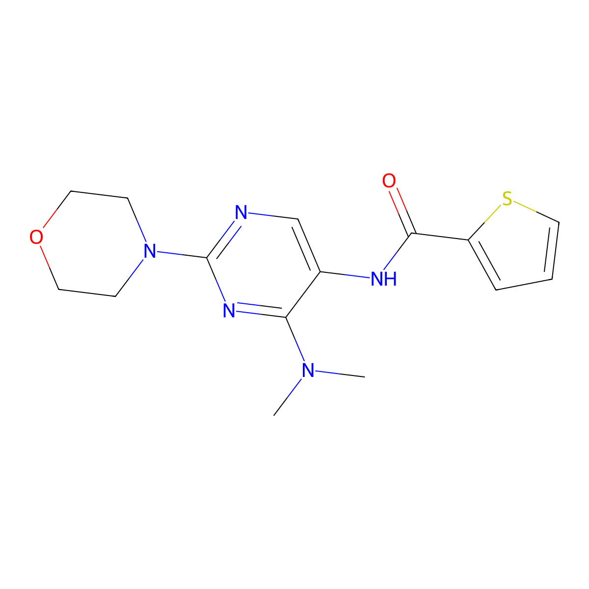 N-(4-(dimethylamino)-2-morpholinopyrimidin-5-yl)thiophene-2-carboxamide molecular structure, CAS 1797326-01-2