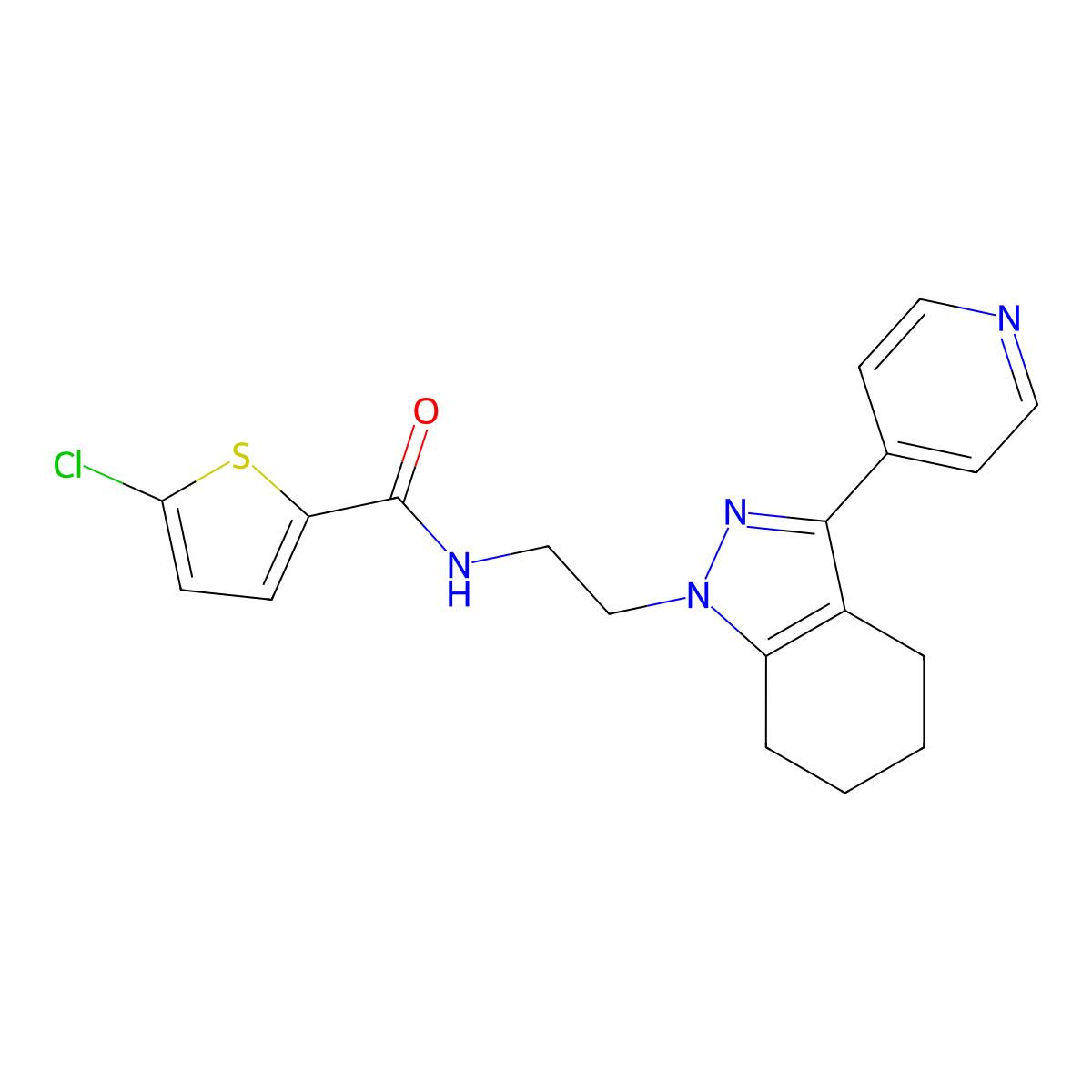 5-chloro-N-(2-(3-(pyridin-4-yl)-4,5,6,7-tetrahydro-1H-indazol-1-yl)ethyl)thiophene-2-carboxamide molecular structure, CAS 1797326-14-7