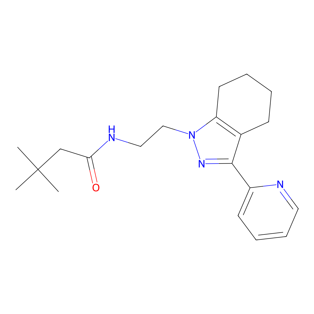 3,3-dimethyl-N-{2-[3-(pyridin-2-yl)-4,5,6,7-tetrahydro-1H-indazol-1-yl]ethyl}butanamide molecular structure, CAS 1797326-25-0