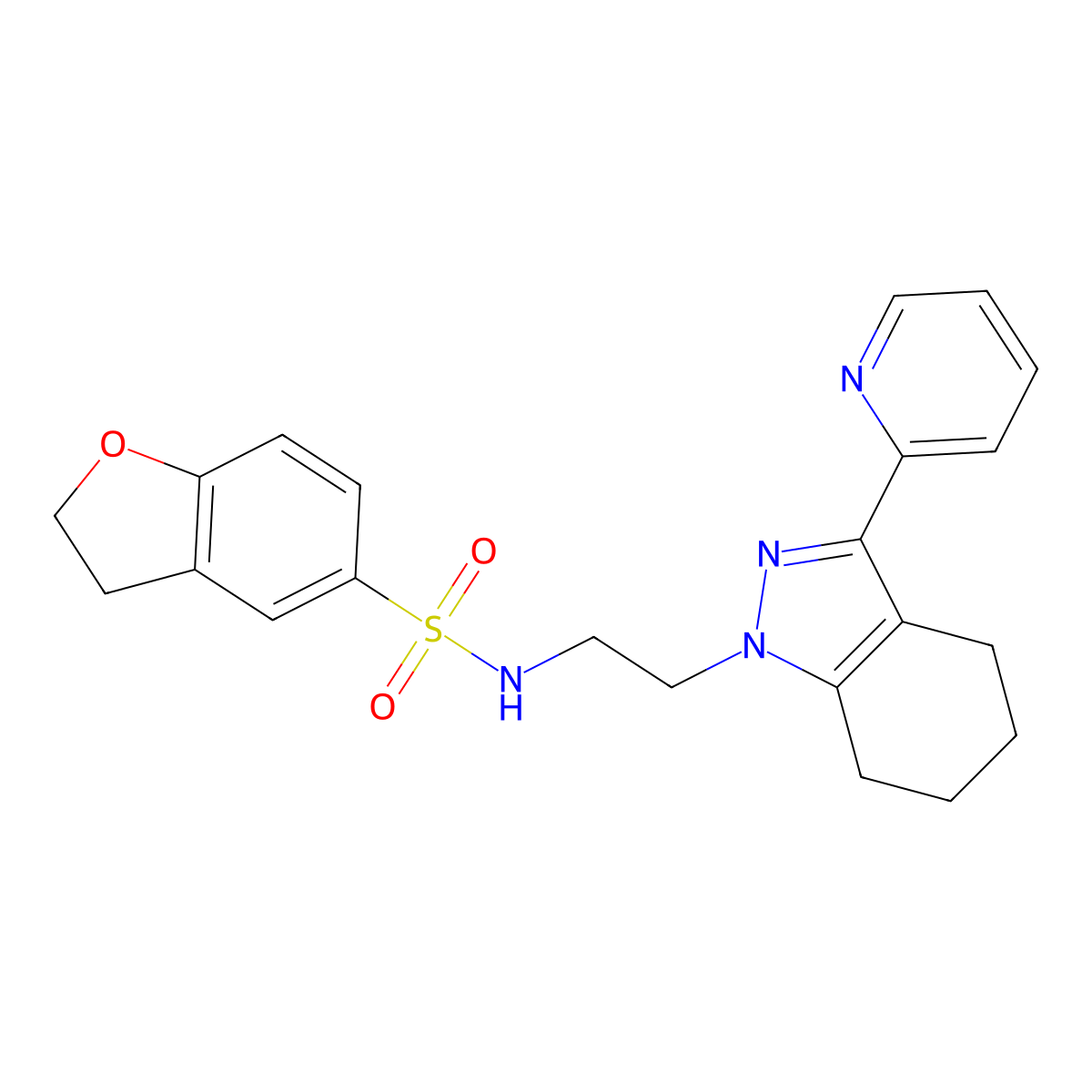 N-(2-(3-(pyridin-2-yl)-4,5,6,7-tetrahydro-1H-indazol-1-yl)ethyl)-2,3-dihydrobenzofuran-5-sulfonamide molecular structure, CAS 1797326-58-9