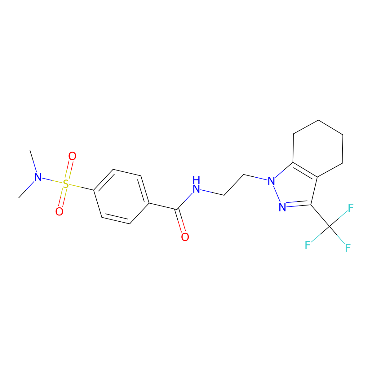 4-(N,N-dimethylsulfamoyl)-N-(2-(3-(trifluoromethyl)-4,5,6,7-tetrahydro-1H-indazol-1-yl)ethyl)benzamide molecular structure, CAS 1797326-81-8