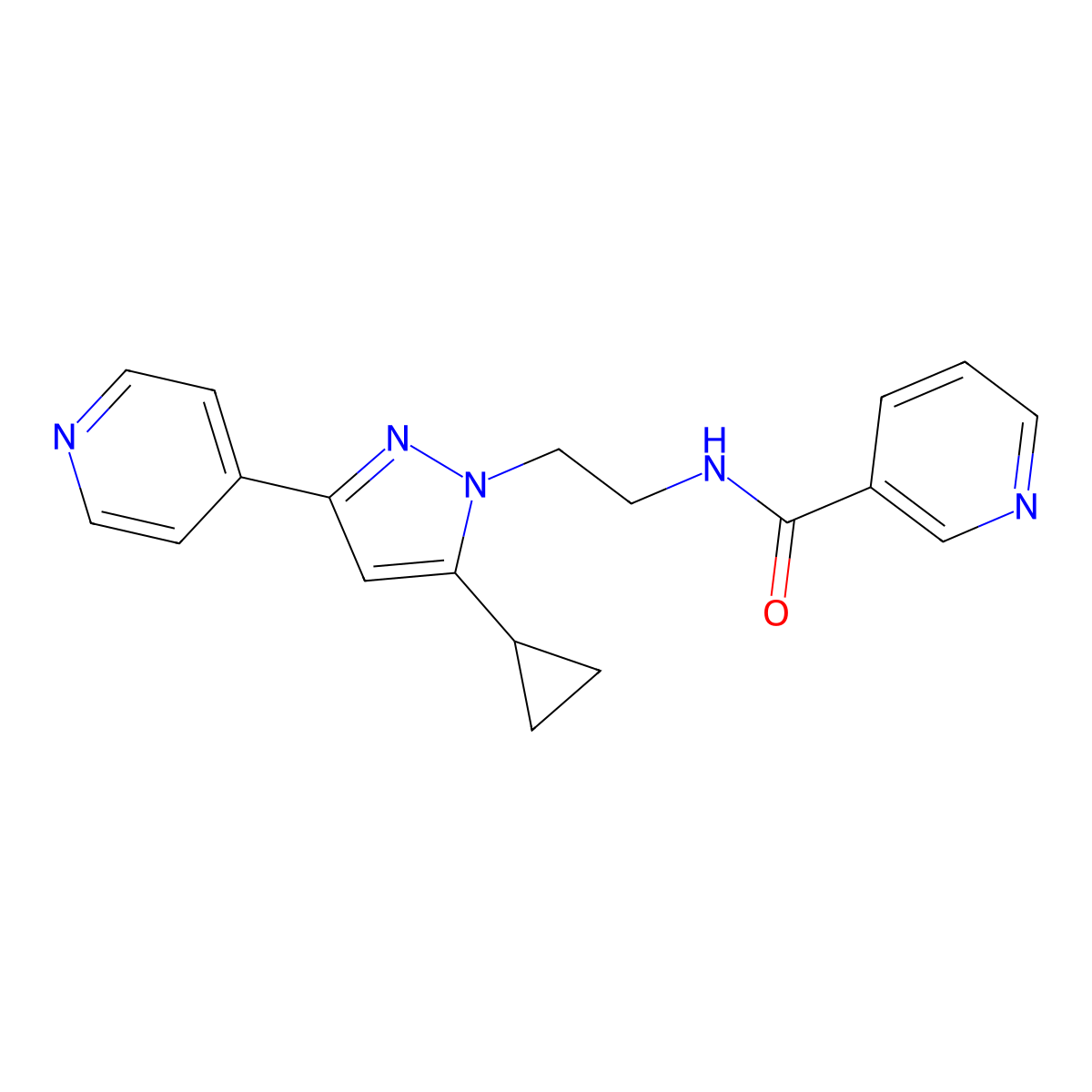 N-(2-(5-cyclopropyl-3-(pyridin-4-yl)-1H-pyrazol-1-yl)ethyl)nicotinamide molecular structure, CAS 1797327-34-4