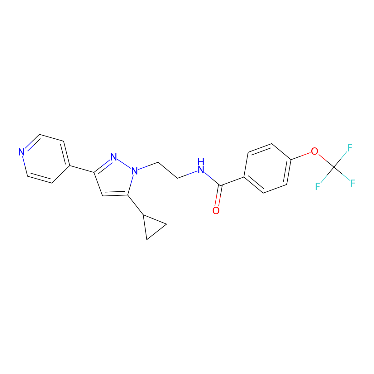 N-{2-[5-cyclopropyl-3-(pyridin-4-yl)-1H-pyrazol-1-yl]ethyl}-4-(trifluoromethoxy)benzamide molecular structure, CAS 1797327-63-9