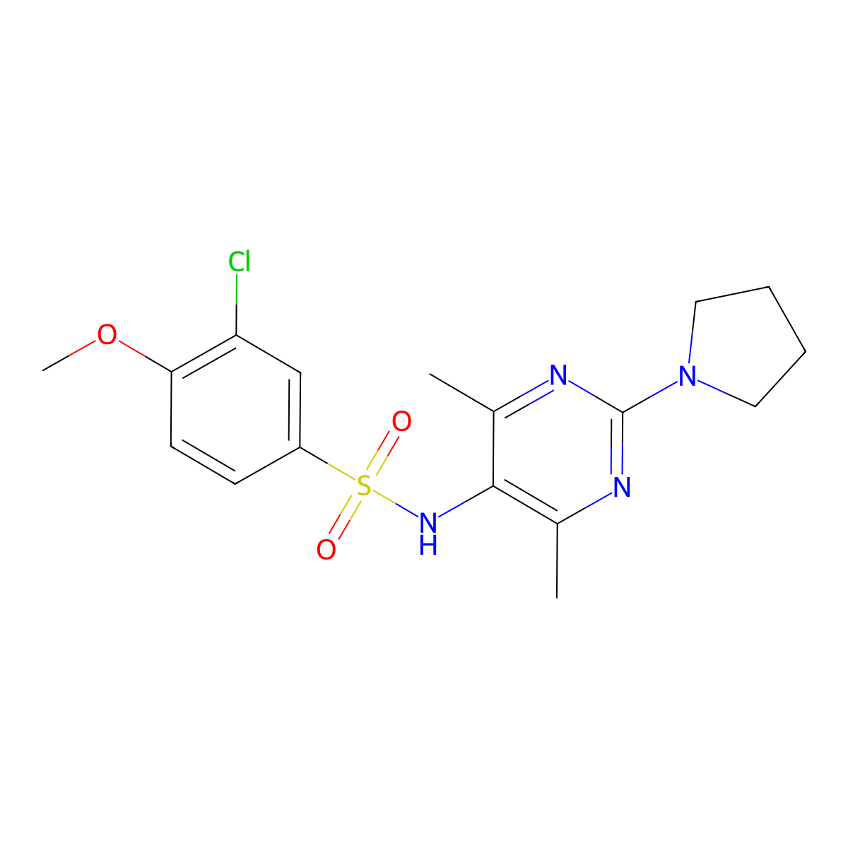 3-chloro-N-(4,6-dimethyl-2-(pyrrolidin-1-yl)pyrimidin-5-yl)-4-methoxybenzenesulfonamide molecular structure, CAS 1797328-25-6
