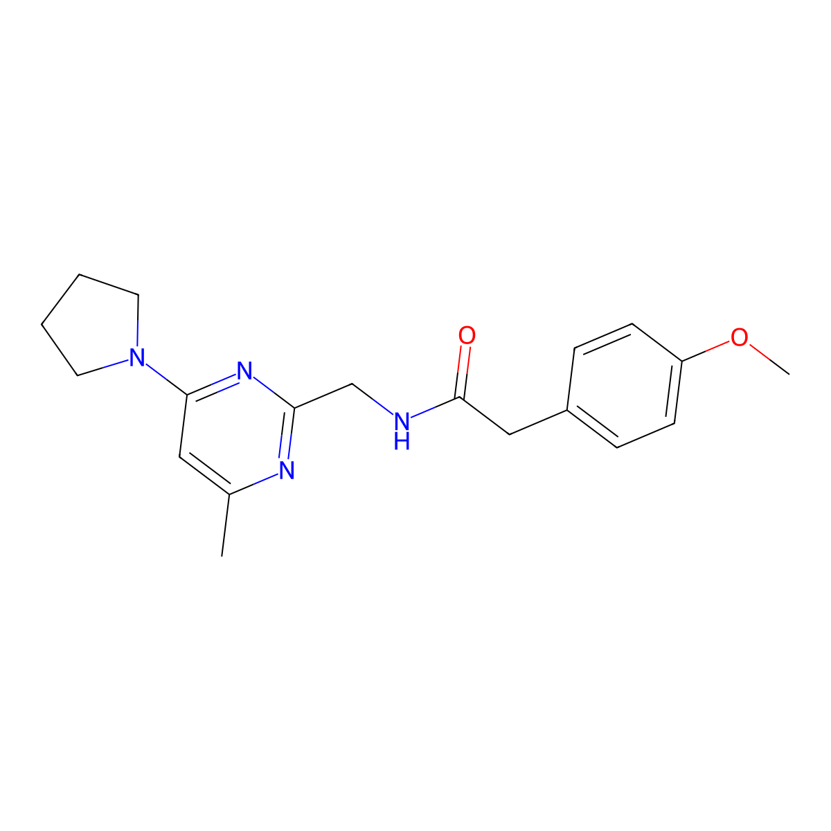 2-(4-Methoxyphenyl)-N-{[4-methyl-6-(pyrrolidin-1-YL)pyrimidin-2-YL]methyl}acetamide molecular structure, CAS 1797328-69-8