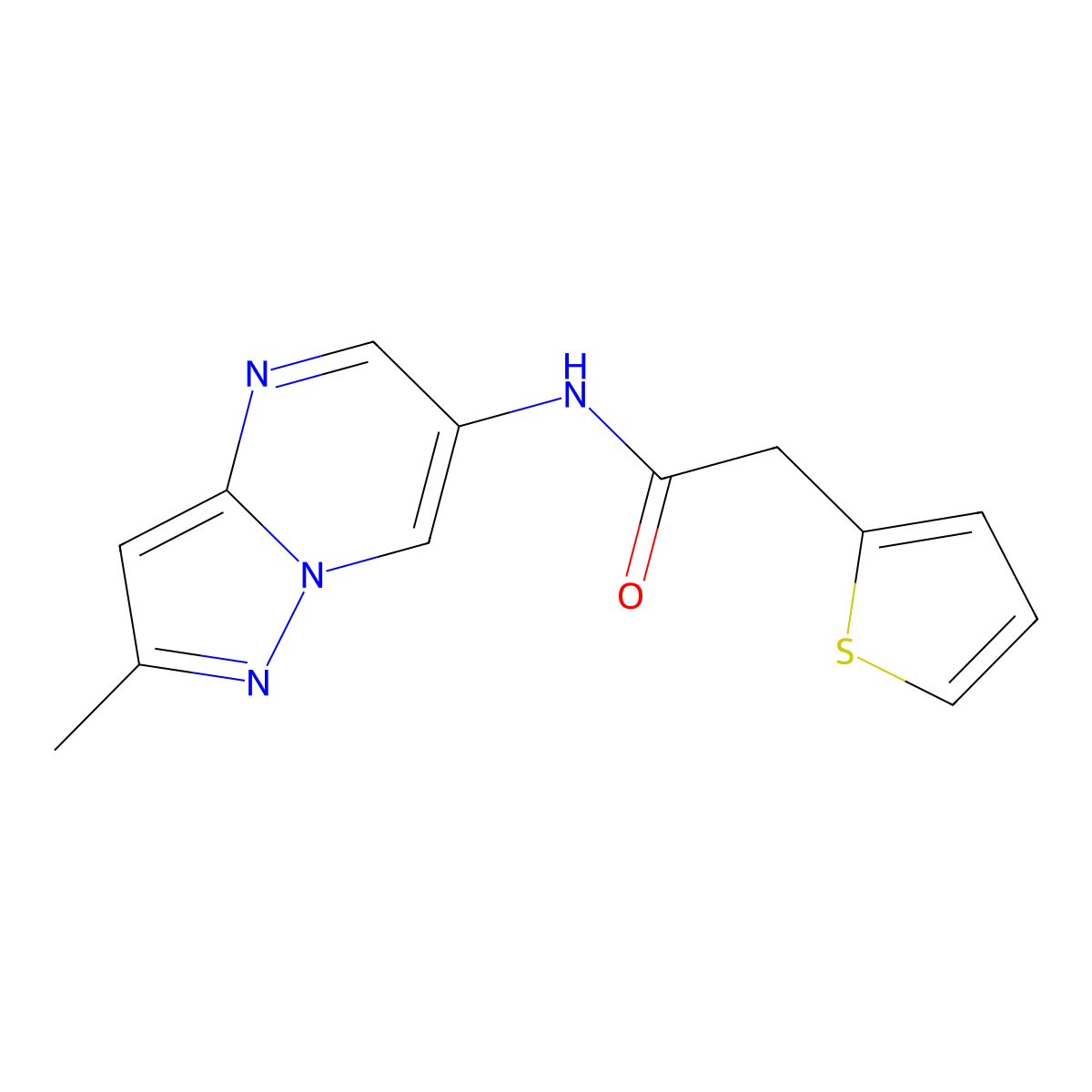 N-{2-methylpyrazolo[1,5-a]pyrimidin-6-yl}-2-(thiophen-2-yl)acetamide molecular structure, CAS 1797328-87-0