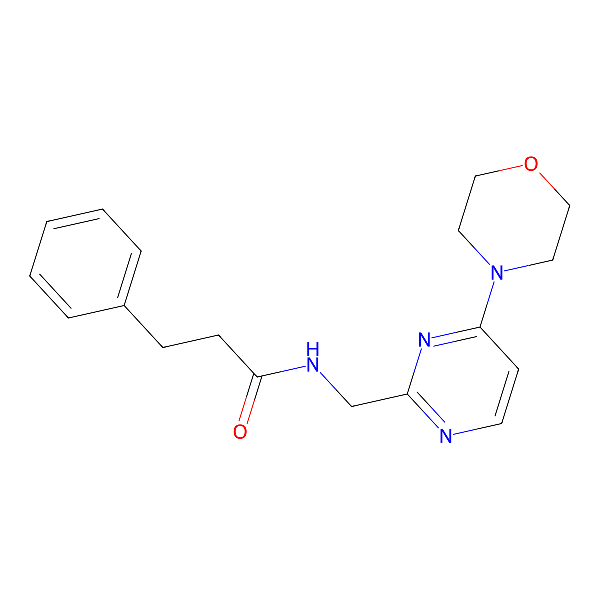 N-((4-morpholinopyrimidin-2-yl)methyl)-3-phenylpropanamide molecular structure, CAS 1797329-12-4