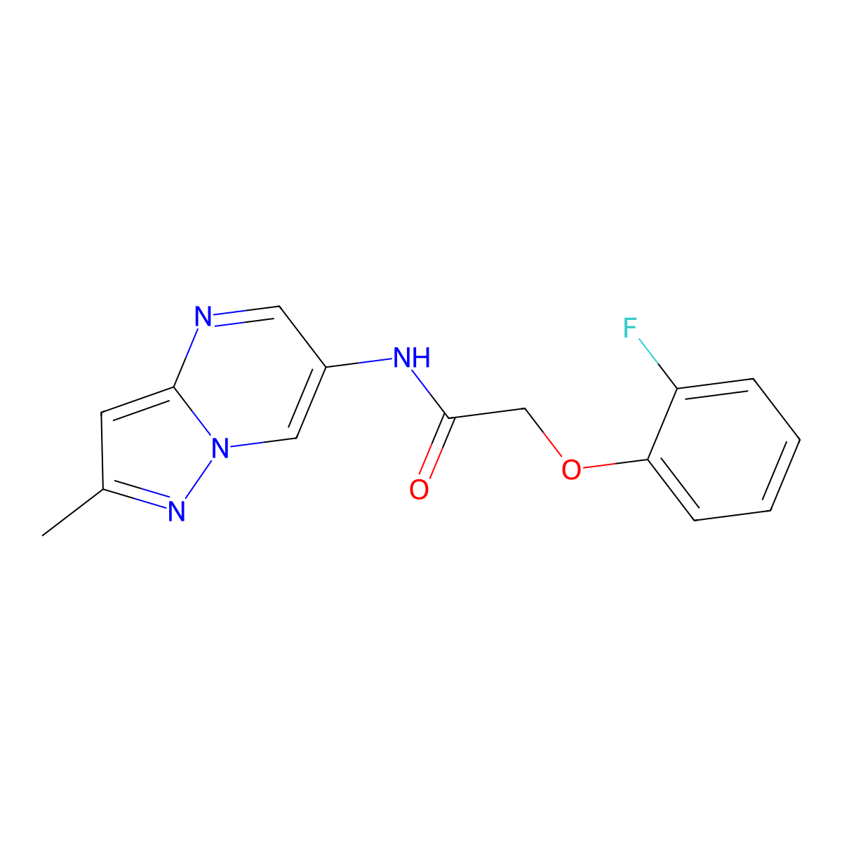 2-(2-fluorophenoxy)-N-(2-methylpyrazolo[1,5-a]pyrimidin-6-yl)acetamide molecular structure, CAS 1797329-13-5