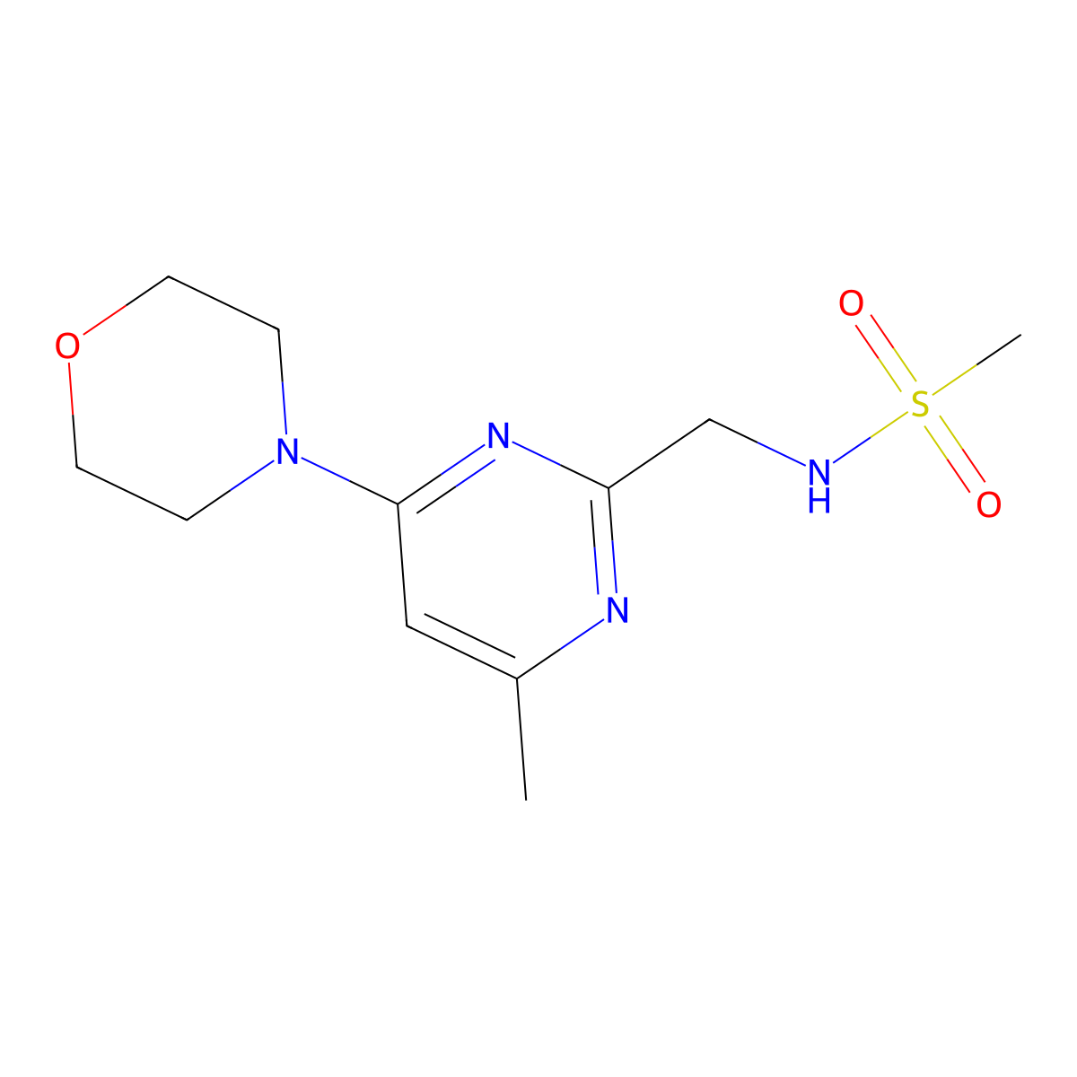 N-((4-methyl-6-morpholinopyrimidin-2-yl)methyl)methanesulfonamide molecular structure, CAS 1797329-32-8