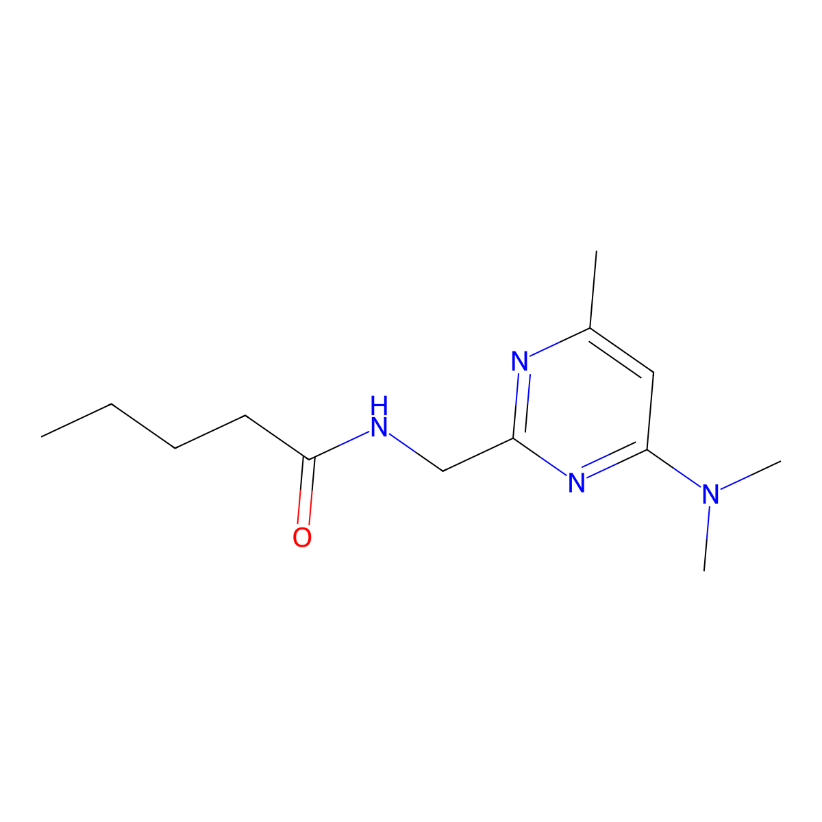 N-{[4-(dimethylamino)-6-methylpyrimidin-2-yl]methyl}pentanamide molecular structure, CAS 1797329-33-9