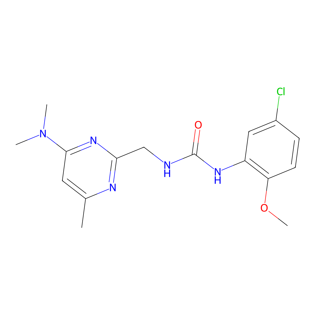 1-(5-Chloro-2-methoxyphenyl)-3-{[4-(dimethylamino)-6-methylpyrimidin-2-yl]methyl}urea molecular structure, CAS 1797329-55-5