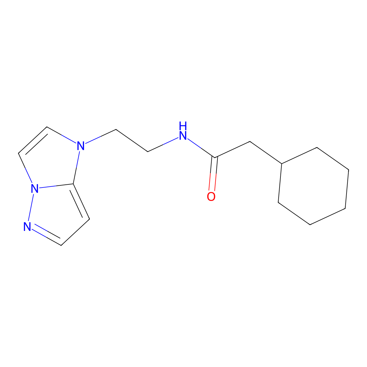 2-cyclohexyl-N-(2-{1H-pyrazolo[1,5-a]imidazol-1-yl}ethyl)acetamide molecular structure, CAS 1797329-58-8