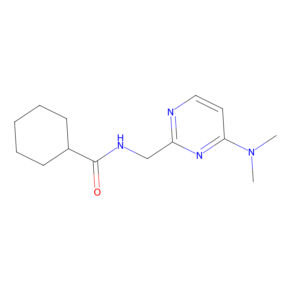 N-{[4-(dimethylamino)pyrimidin-2-yl]methyl}cyclohexanecarboxamide molecular structure, CAS 1797329-74-8