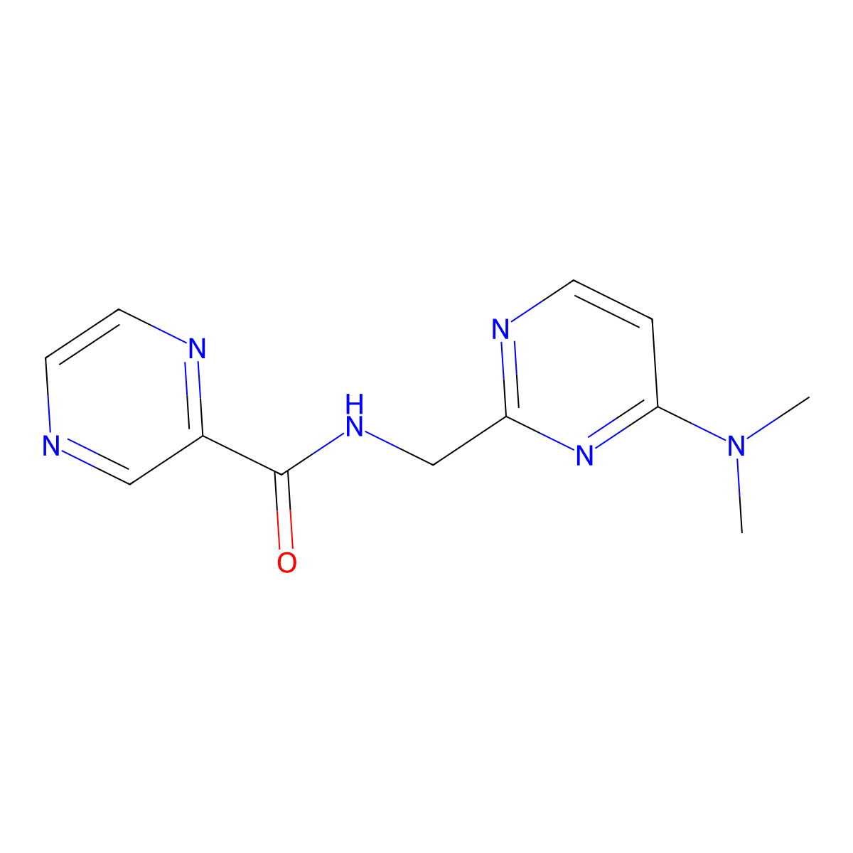N-((4-(dimethylamino)pyrimidin-2-yl)methyl)pyrazine-2-carboxamide molecular structure, CAS 1797329-86-2