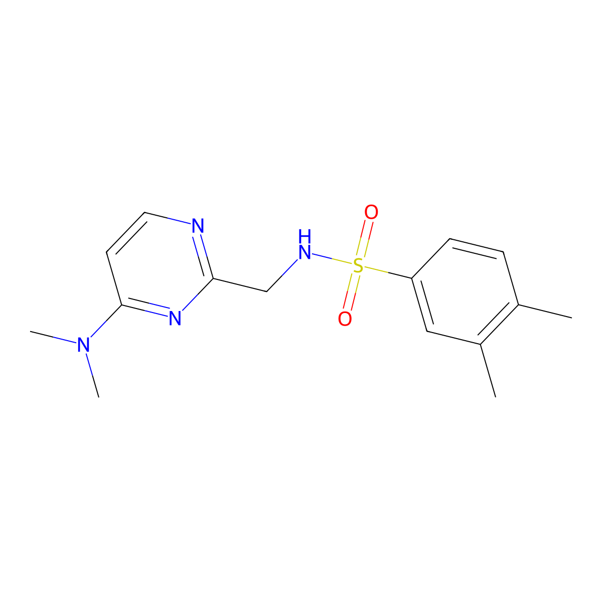 N-((4-(dimethylamino)pyrimidin-2-yl)methyl)-3,4-dimethylbenzenesulfonamide molecular structure, CAS 1797330-00-7