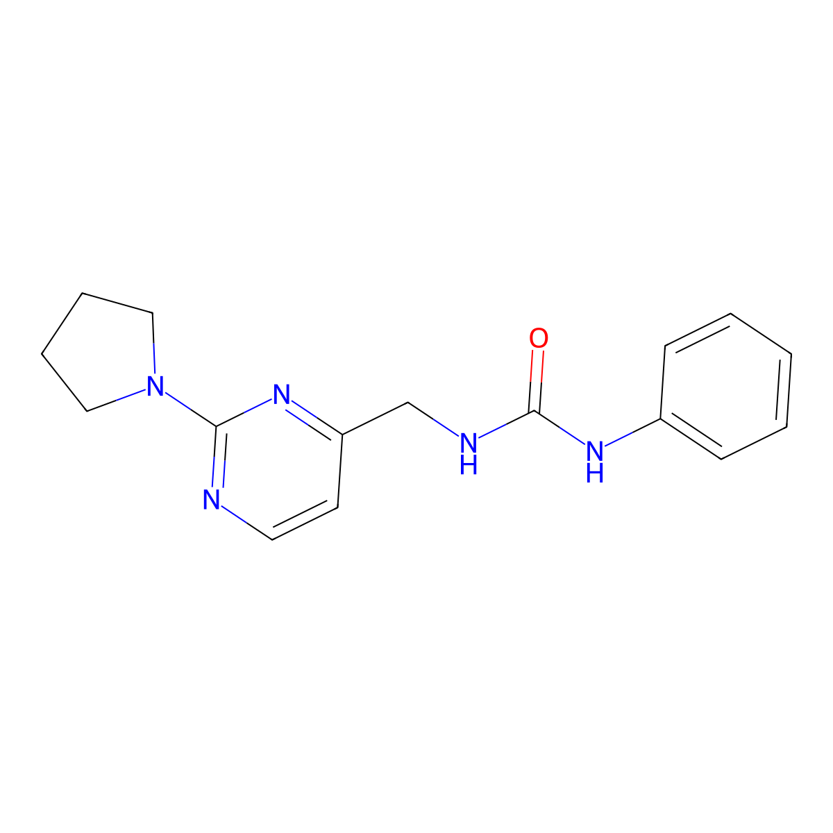 1-Phenyl-3-{[2-(pyrrolidin-1-yl)pyrimidin-4-yl]methyl}urea molecular structure, CAS 1797330-42-7